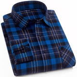 Men's Fashion 100% Cotton Brushed Flannel Shirts Single Pocket Long Sleeve Slim-fit Youthful Soft Casual Plaid Checkered Shirt