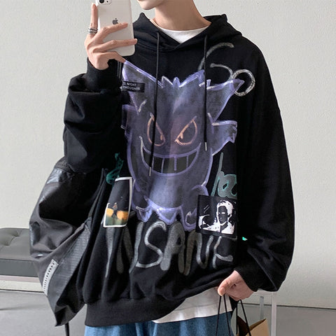 Autumn Winter New Devil Hoodie Men Fashion Casual Hoodies Loose Fleece Hip Hop Streetwear Men's Sweatshirt Anime Clothes